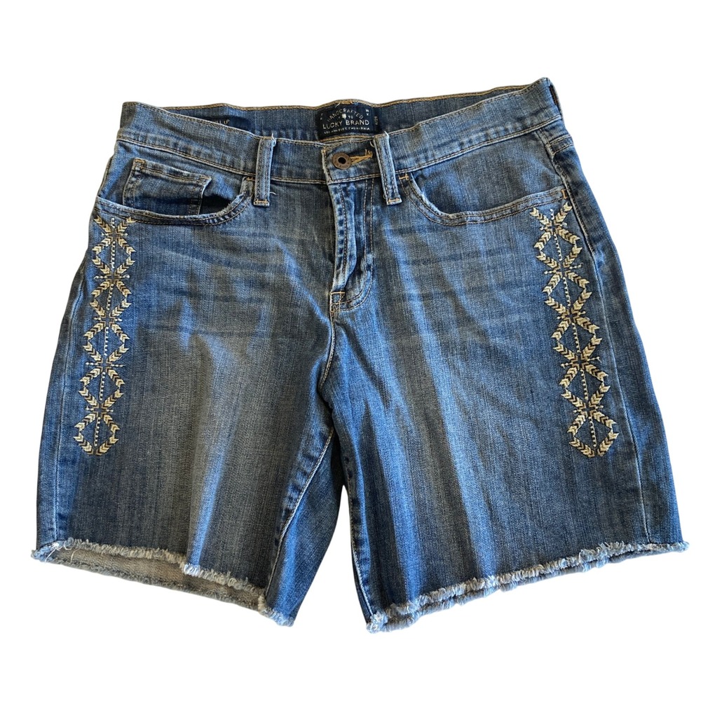 Lucky‎ Brand Shorts 6/28 (29" Waist) The Roll Up Embroidered Denim Medium Wash